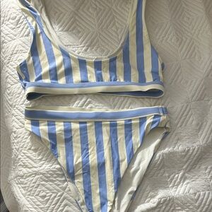 Striped Blue and White Bikini Set